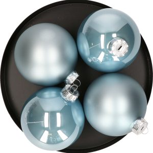 Decoris kerstballen – 4x st – lichtblauw – D10 cm – glas – kerstversiering