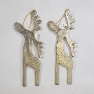 ZoeZo Design – 5 stuks – kerst – metaal – rendier – kerstdecoratie – kerstversiering – zware kersthanger – H 30 cm – Br 12 cm – groot
