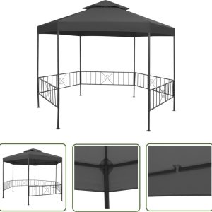 The Living Store Tuinprieel 323x275x265 cm antraciet – Tuin Prijzel – Tuinveranda – Overkapping Tuin – Parasol – Bescherming Zon