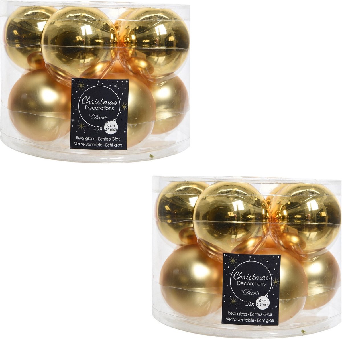 Decoris Kerstballen set – 20x stuks – goud – glas – 6 cm – glans/mat – kerstversiering