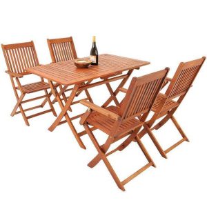 Tuinset – 4 stoelen en 1 tafel – Acaciahout