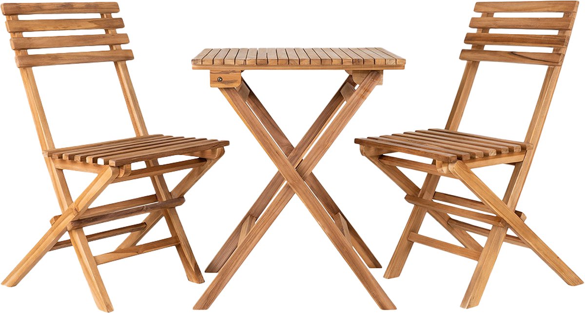 Artichok Lenneke Houten Bistroset Naturel – Teakhout – Set van 2 Tuinstoelen + Tuintafel – Balkonset - Afbeelding 2