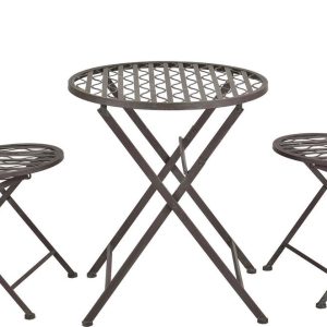 “En.casa Biella Metal Bistro Set with 2 Green Outdoor Chairs”