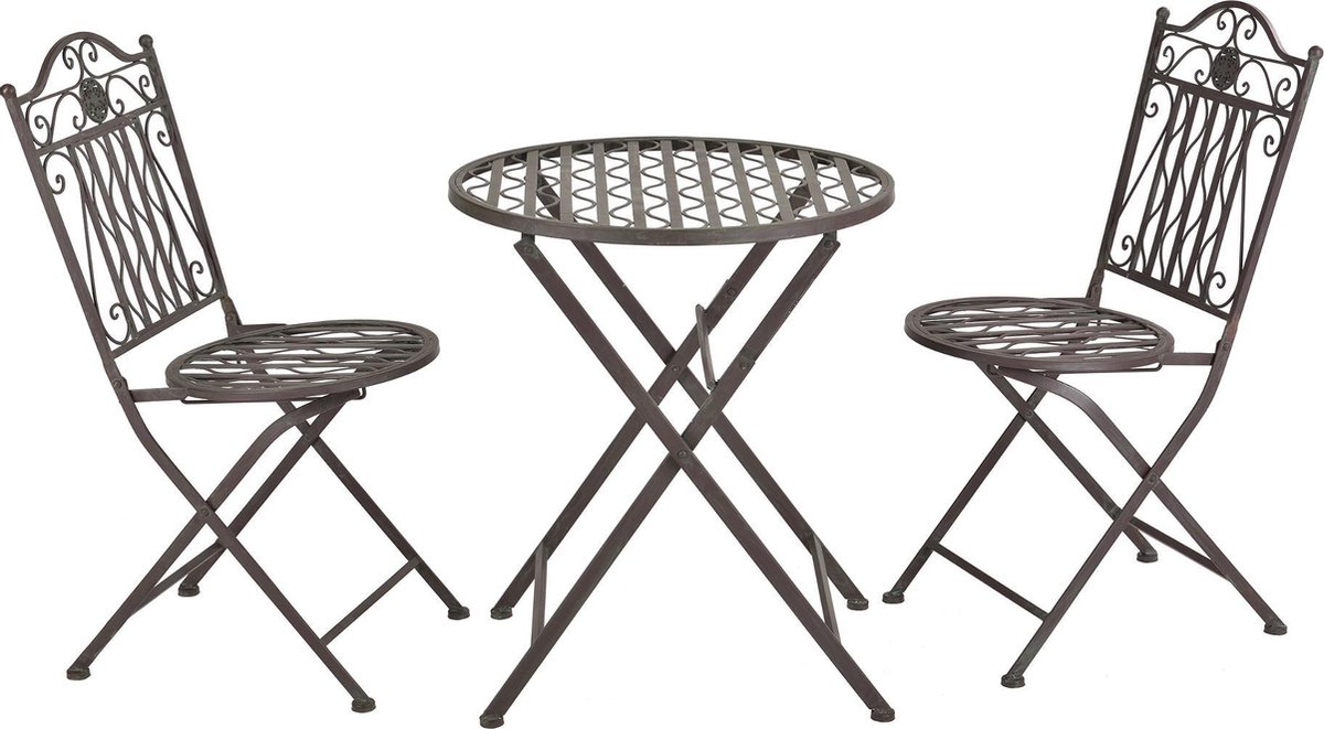 “En.casa Biella Metal Bistro Set with 2 Green Outdoor Chairs”